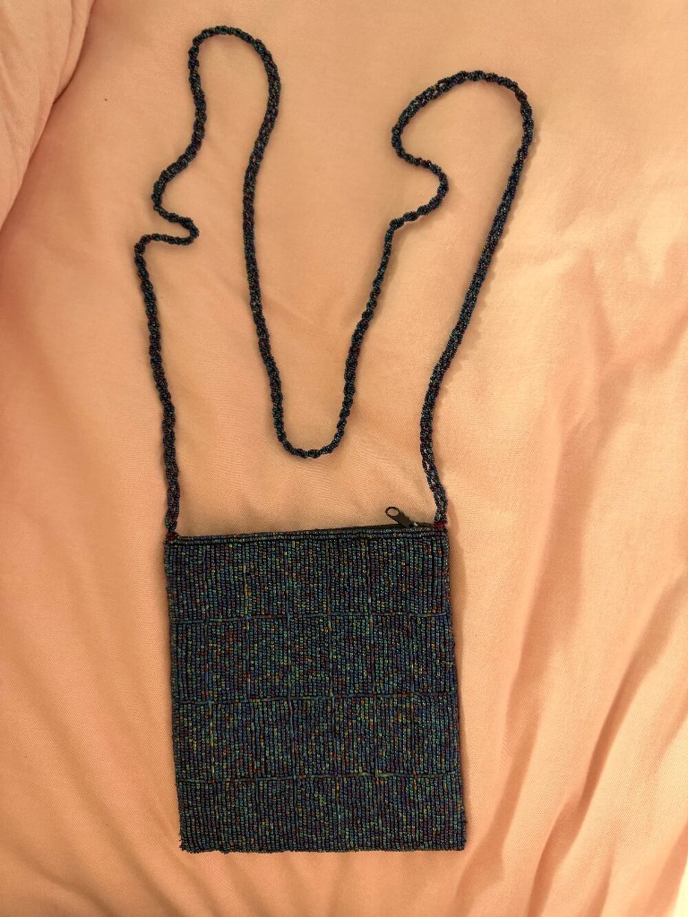 beautiful blue beaded bag